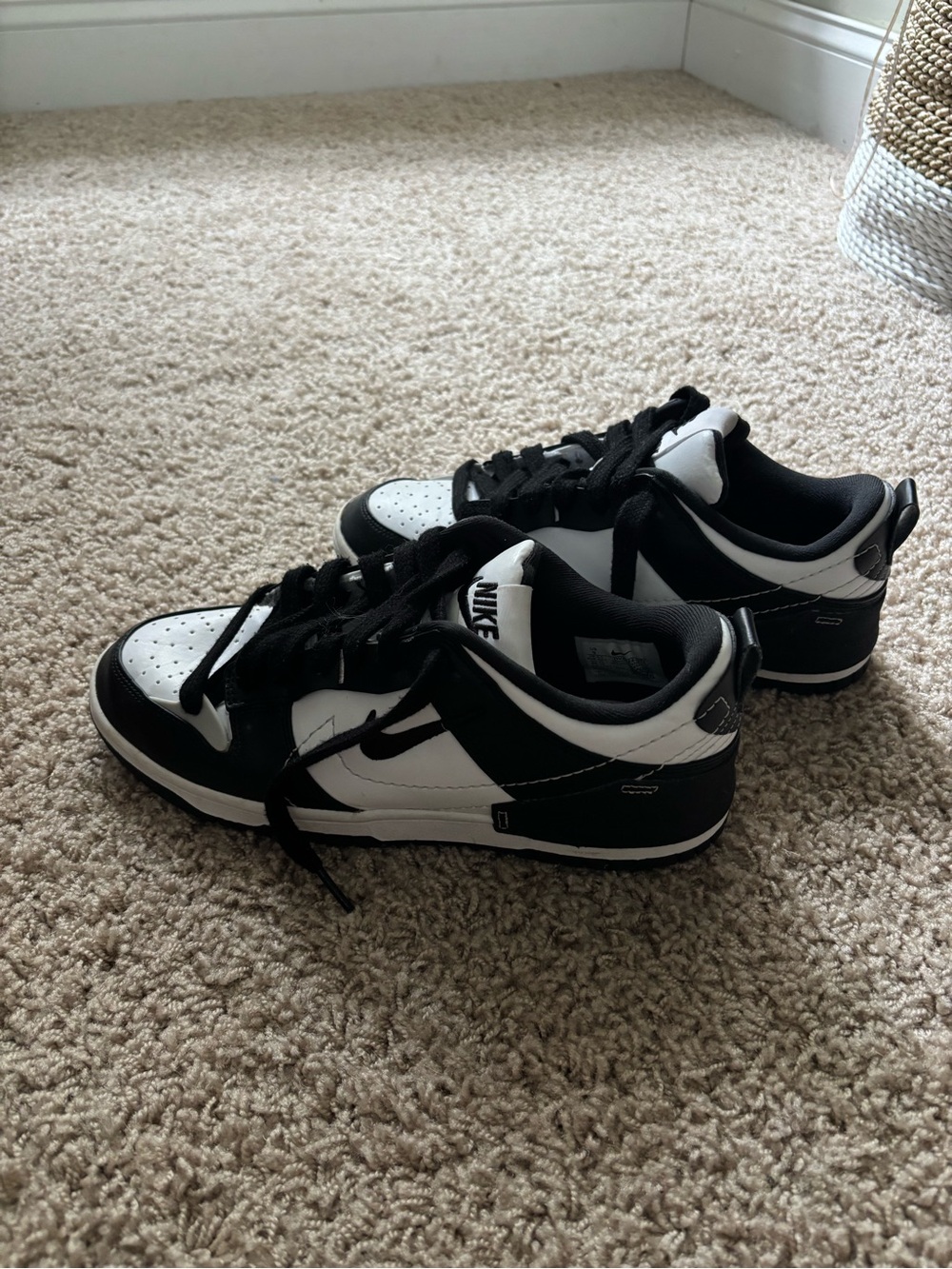 Nike Black and White Low-Top Sneakers with Swoosh